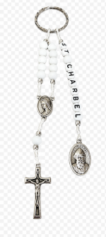 Porte clés Saint Charbel - Blanc