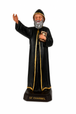 Statue de Saint Charbel noir et blanc - 21 cm