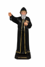 Petite statue de Saint Charbel noir et blanc - 13 cm