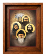 Icône avec cadre des 4 Saints Libanais - 21x27 cm