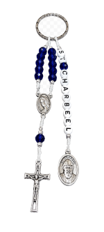 Porte clés Saint Charbel - Bleu indigo