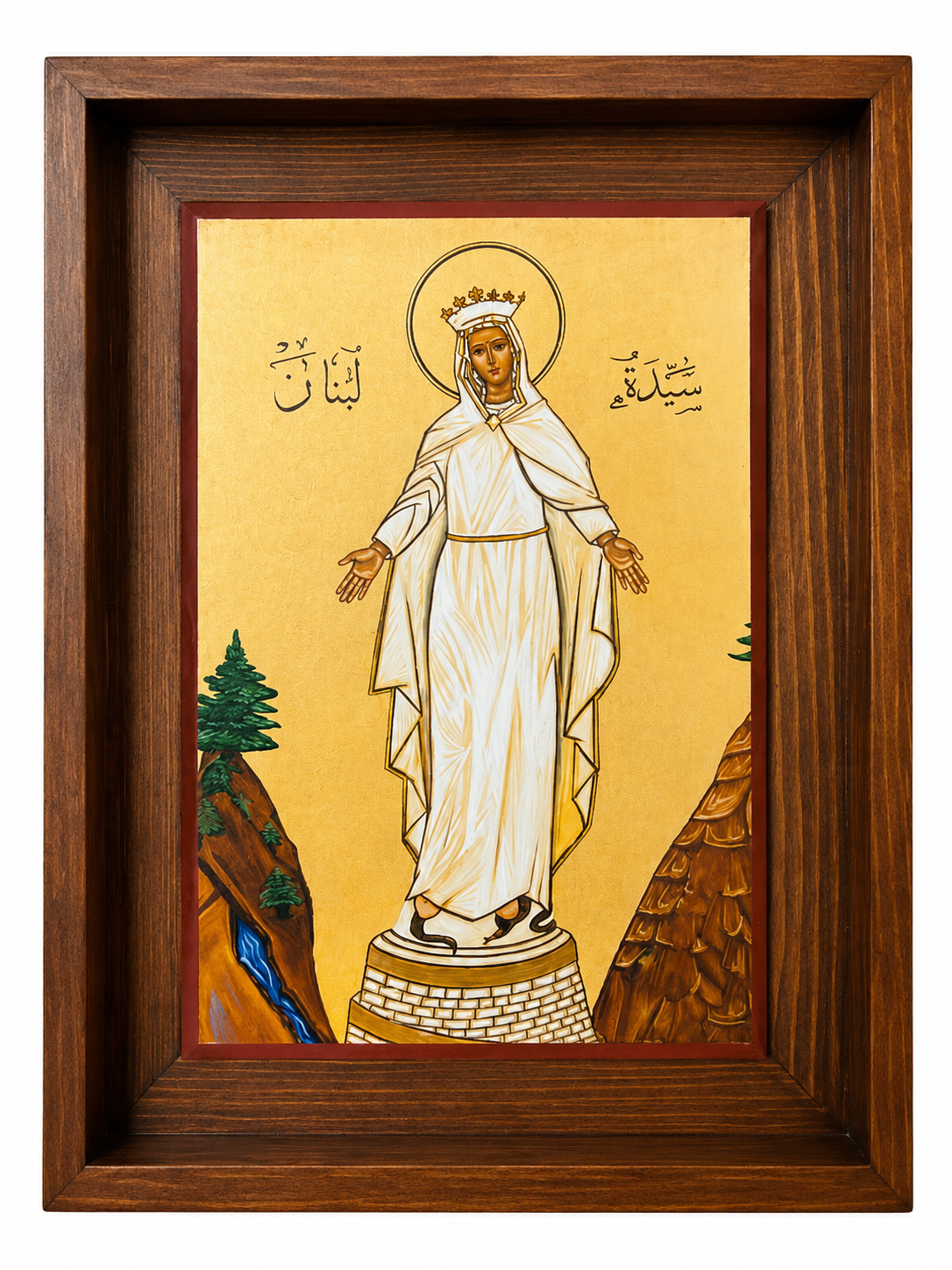 Icône avec cadre de Notre Dame de Harissa - 21x27 cm