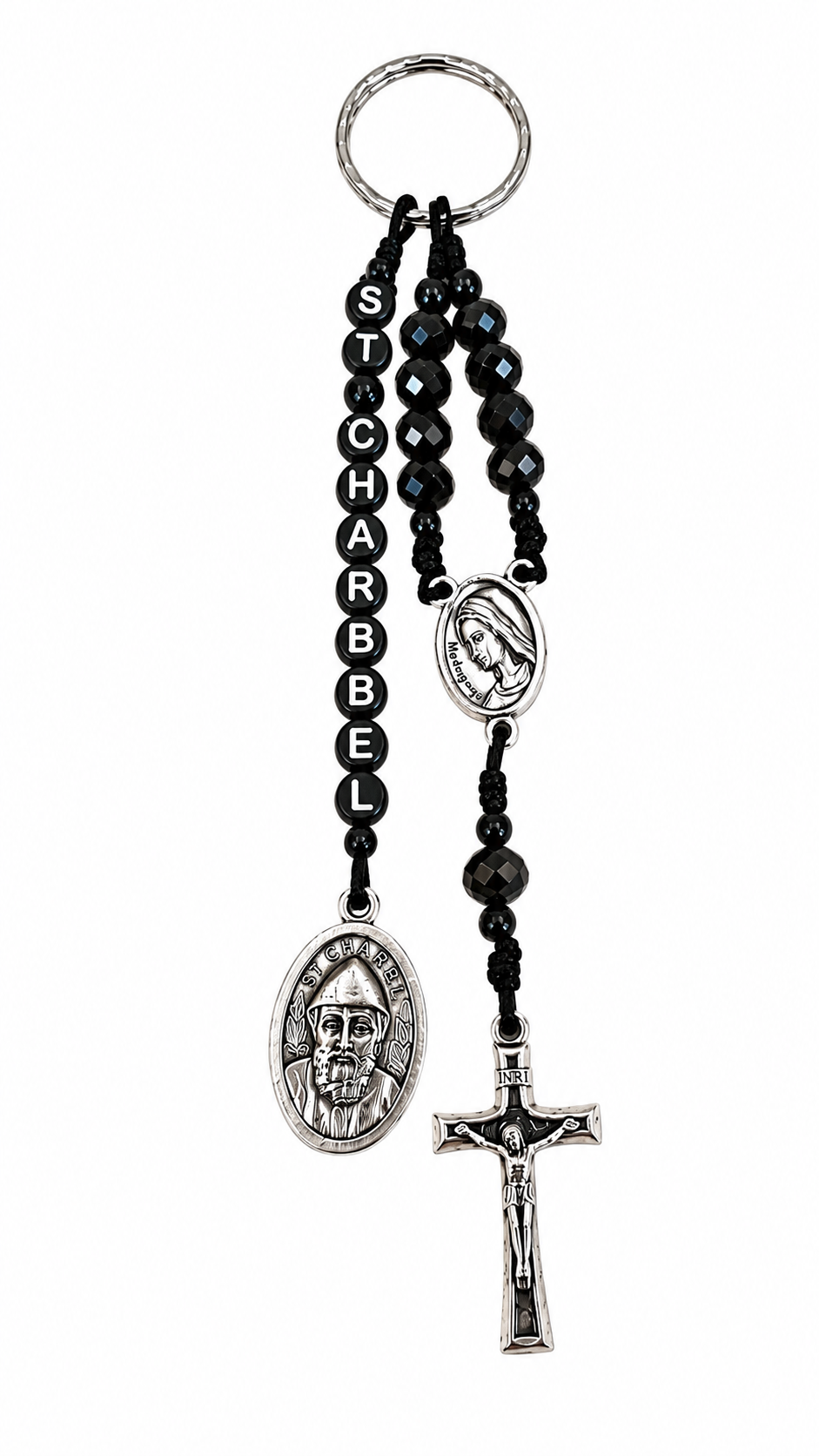 Porte clés Saint Charbel - Noir
