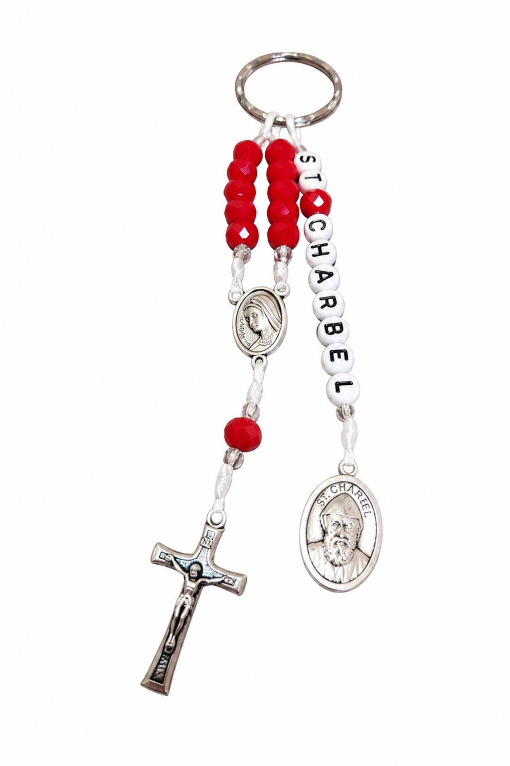Porte clés Saint Charbel - Rouge