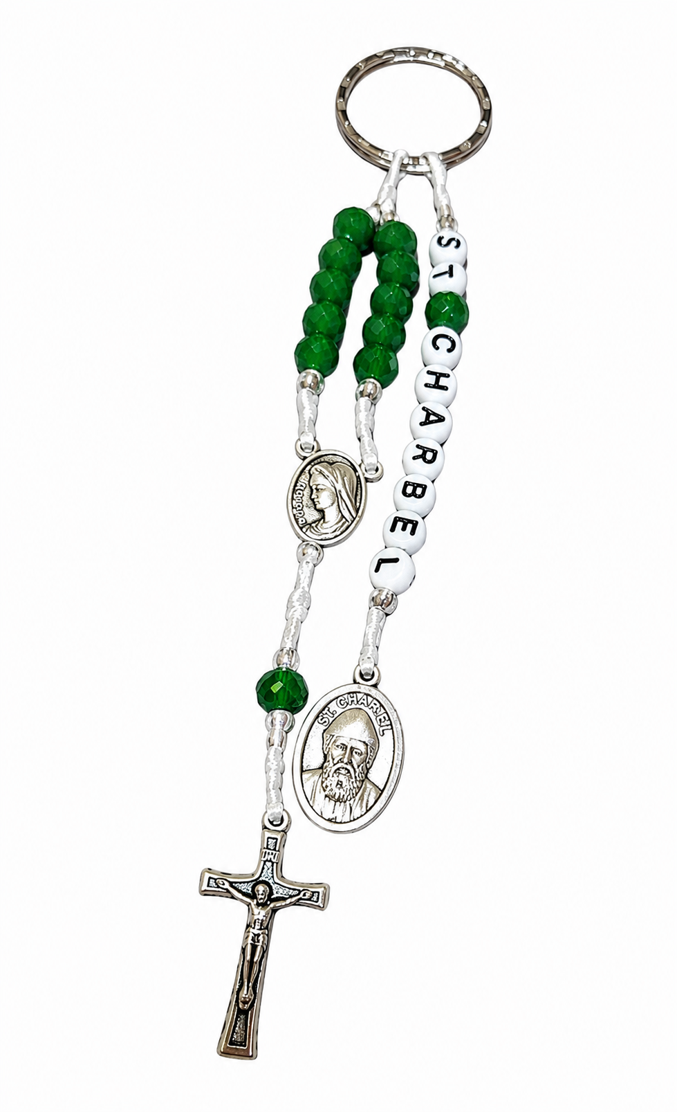 Porte clés Saint Charbel - Vert
